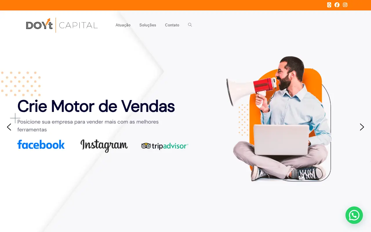 Página inicial do site Doyt Capital, criado pela Chipsete