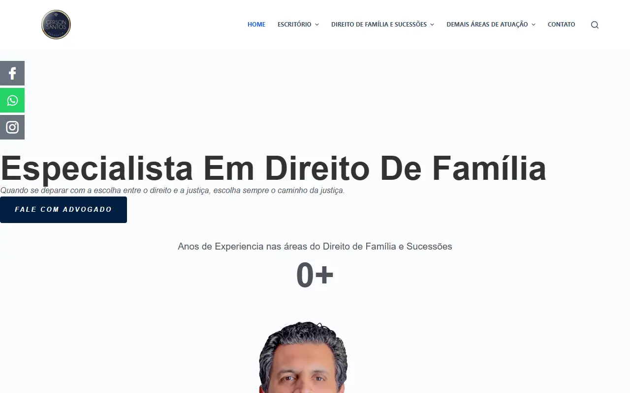 Página inicial do site Gerson Santos Advocacia, criado pela Chipsete